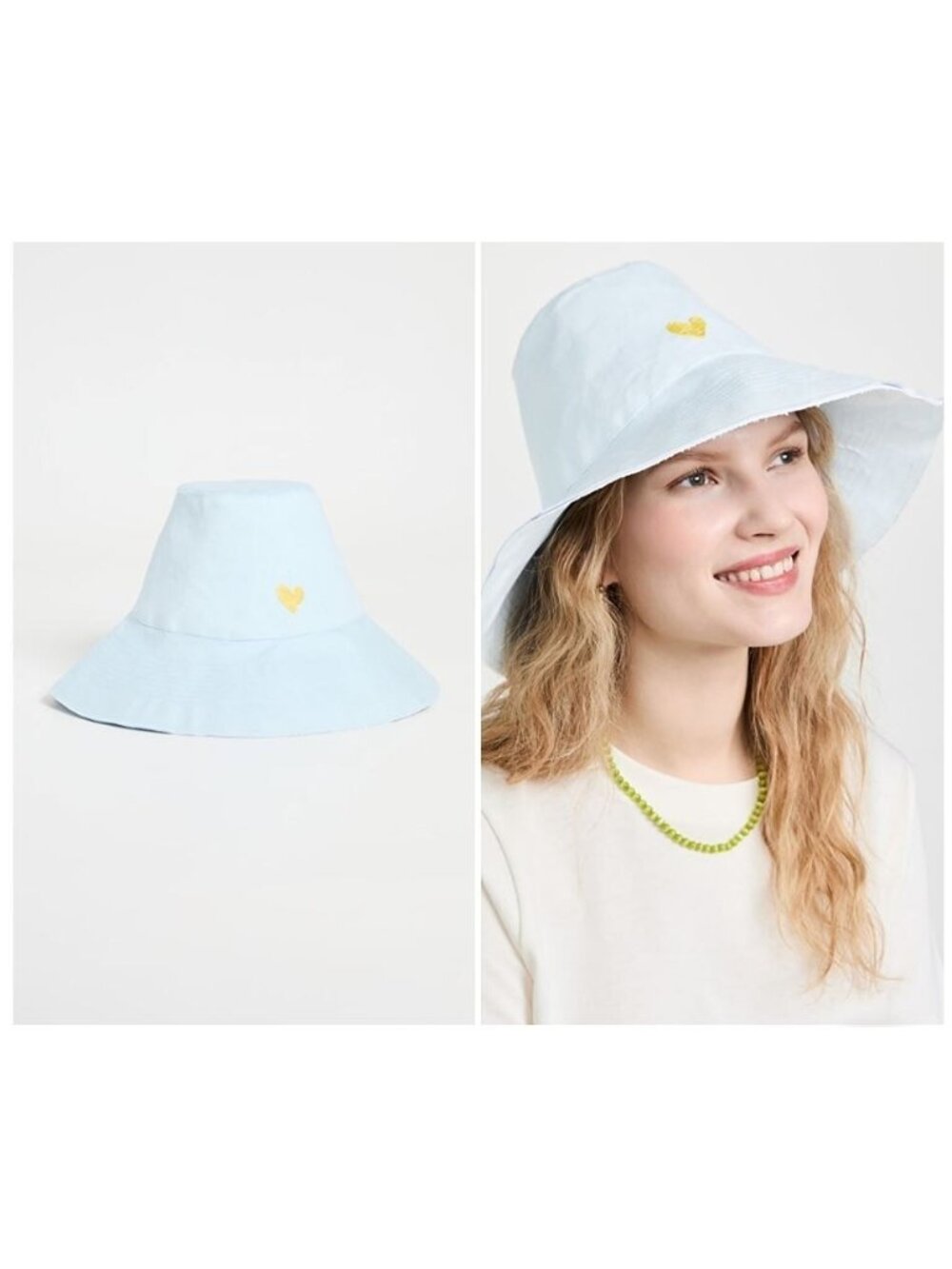 KERRI ROSENTHAL Sunny Daze cotton reversible packable women's bucket hat in Blue